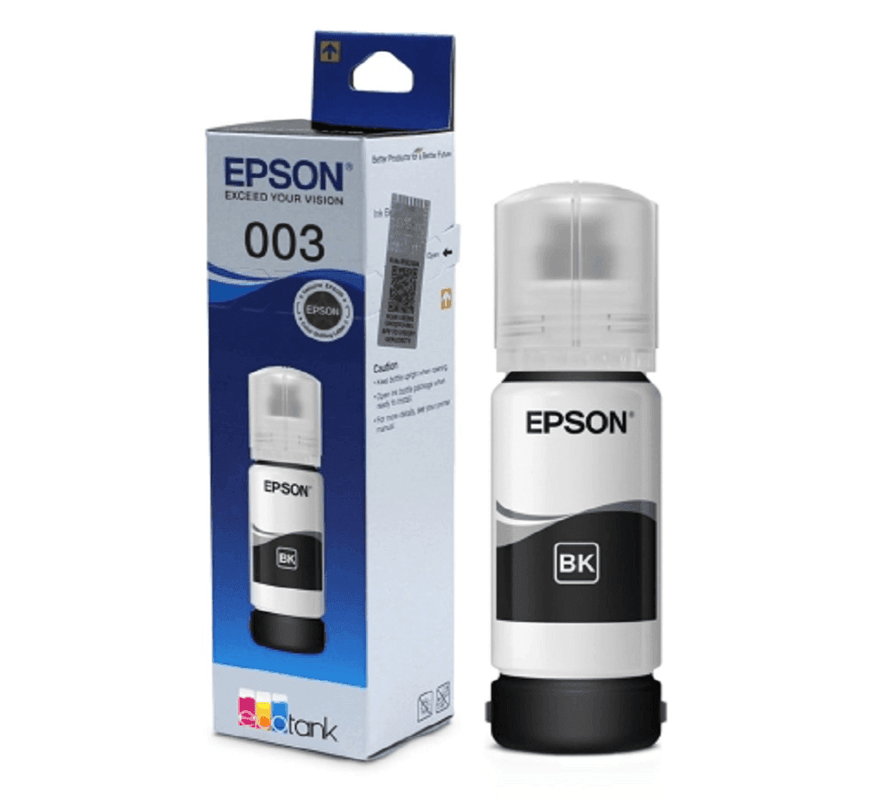 Black 65Ml Ink- 003: Epson L3110/ L3150/ L3151/ L3152/ L3156/ L5190/ L3116/ L3115/ L3101/ L3100/ L3250/ L5290/ L3252/ L3255/ L3211/ L3212/ L1110/ L1250/ L3210/ L3200/ L3215/ L3216/ L3251/ L3256/ L3260