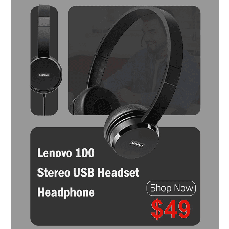 Lenovo 100 Headset - Stereo - USB - Wired