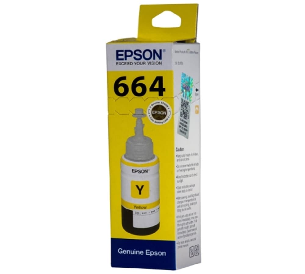 Yellow Ink 70mi- 664: Epson L220/ L550/ L355/ L110/ L210/ L300/ L360/ L350/ L380/ L100/ L200/ L565/ L555/ L130/ L1300/1455