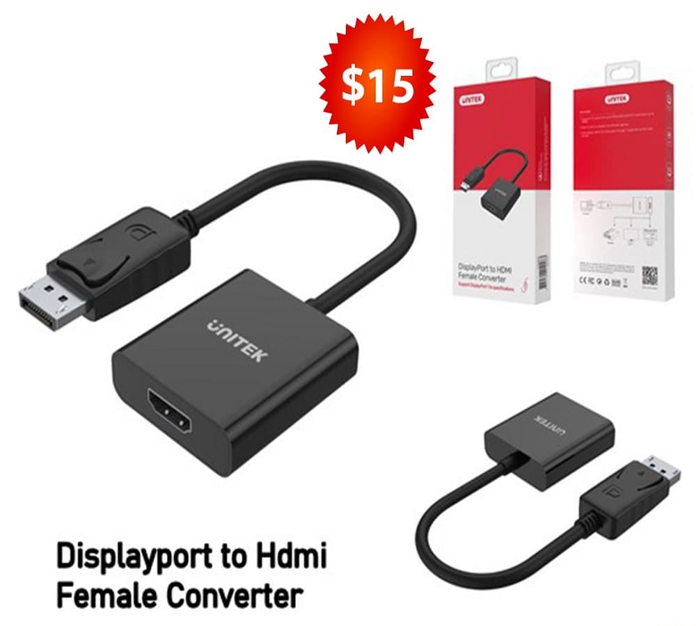 Display port to HDMI female converter