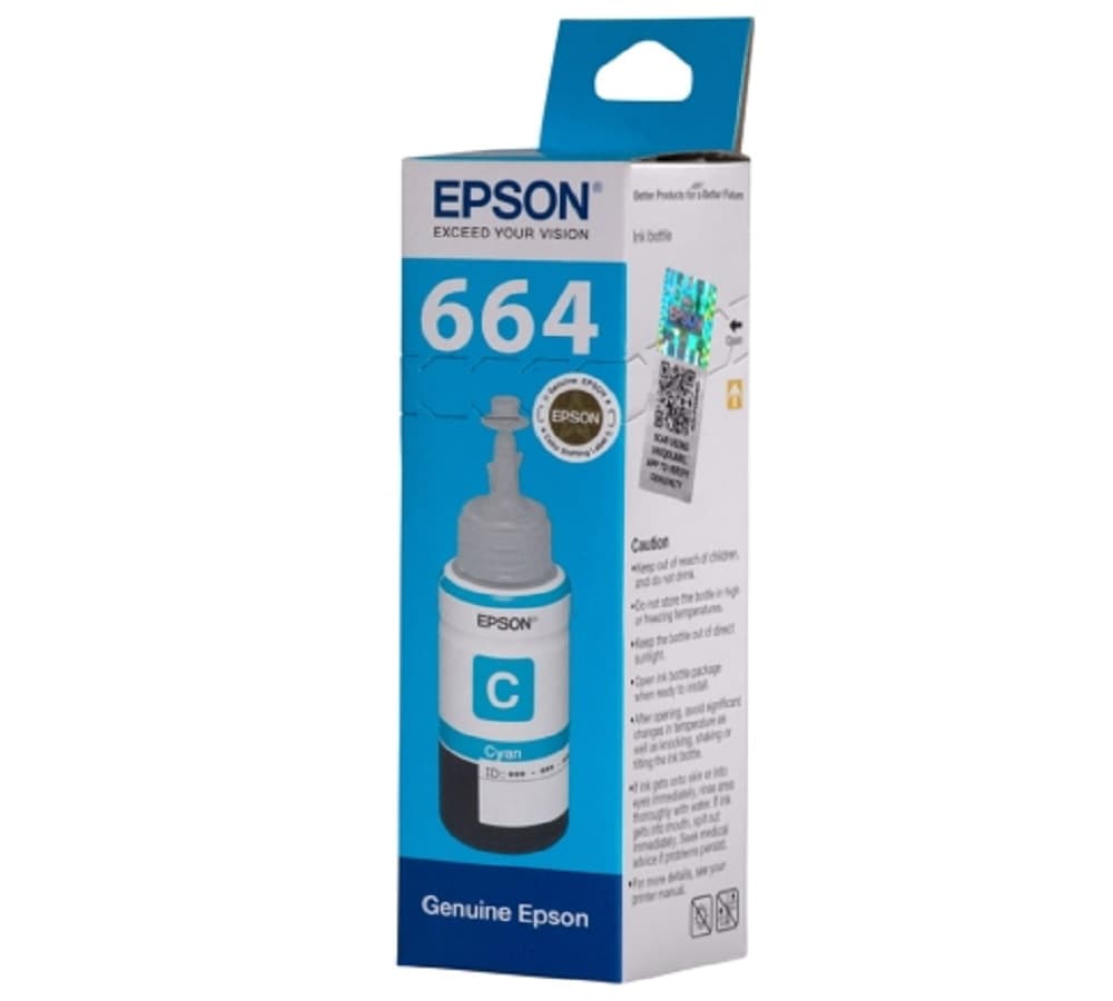 Cyan Ink 70mi- 664: Epson L220/ L550/ L355/ L110/ L210/ L300/ L360/ L350/ L380/ L100/ L200/ L565/ L555/ L130/ L1300/1455