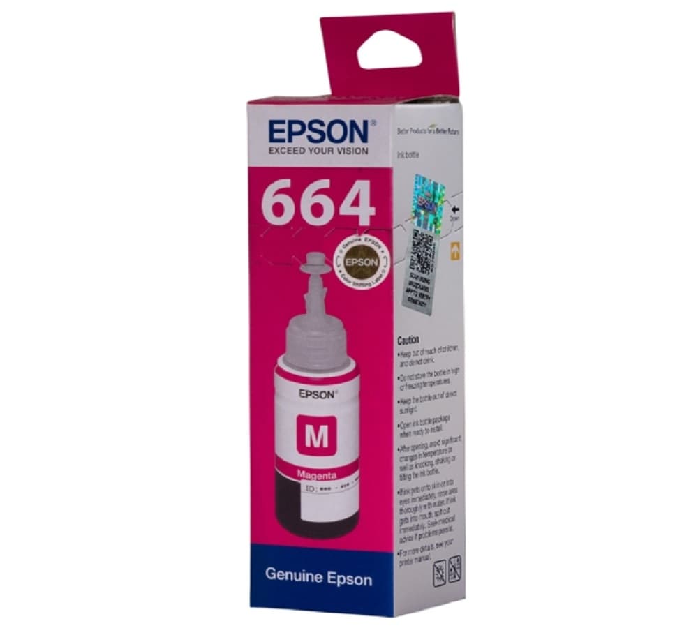 Magenta Ink 70mi- 664: Epson L220/ L550/ L355/ L110/ L210/ L300/ L360/ L350/ L380/ L100/ L200/ L565/ L555/ L130/ L1300/1455